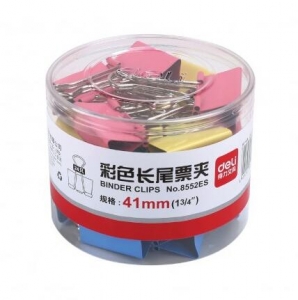 得力 8552ES 41mm彩色長(zhǎng)尾夾2#（24只/筒）